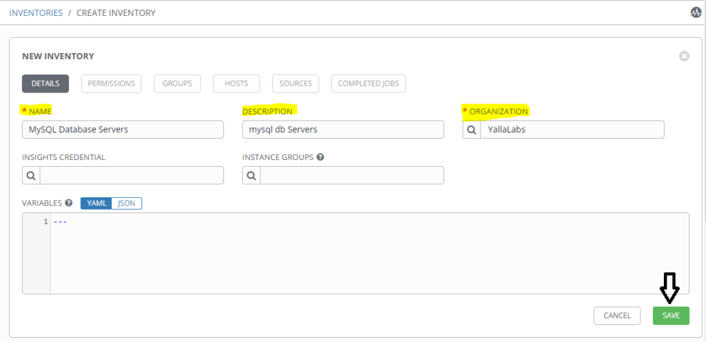How to add a new inventory, create a Host and Credential in AWX Ansible ...